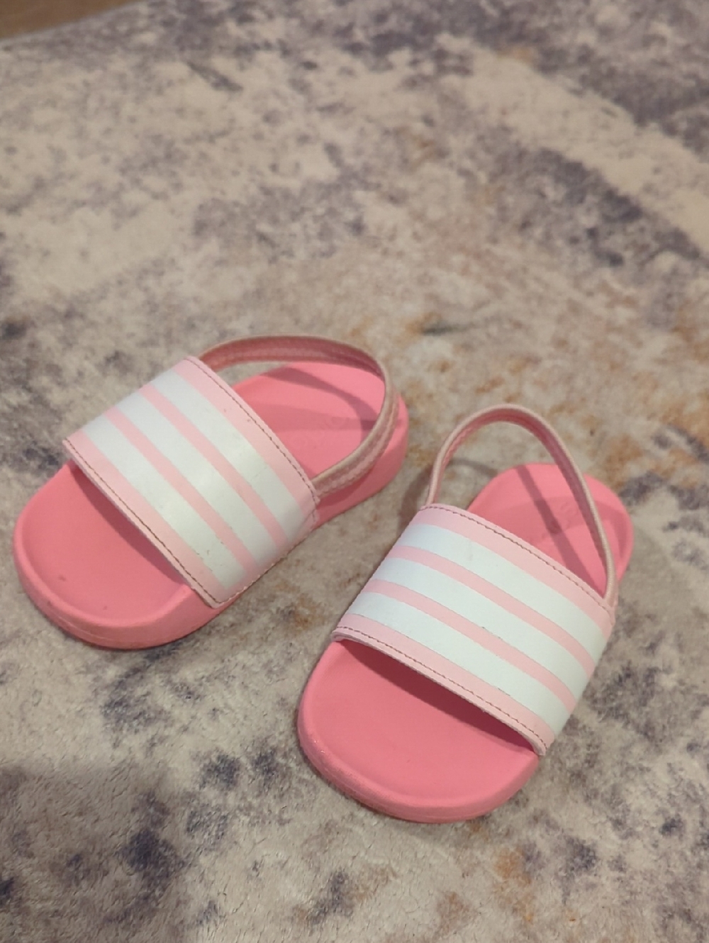 Toddler 6.5 Pink & White Adidas Slide Sandals